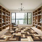 Geometric Parquet Wood Grain Block Rug