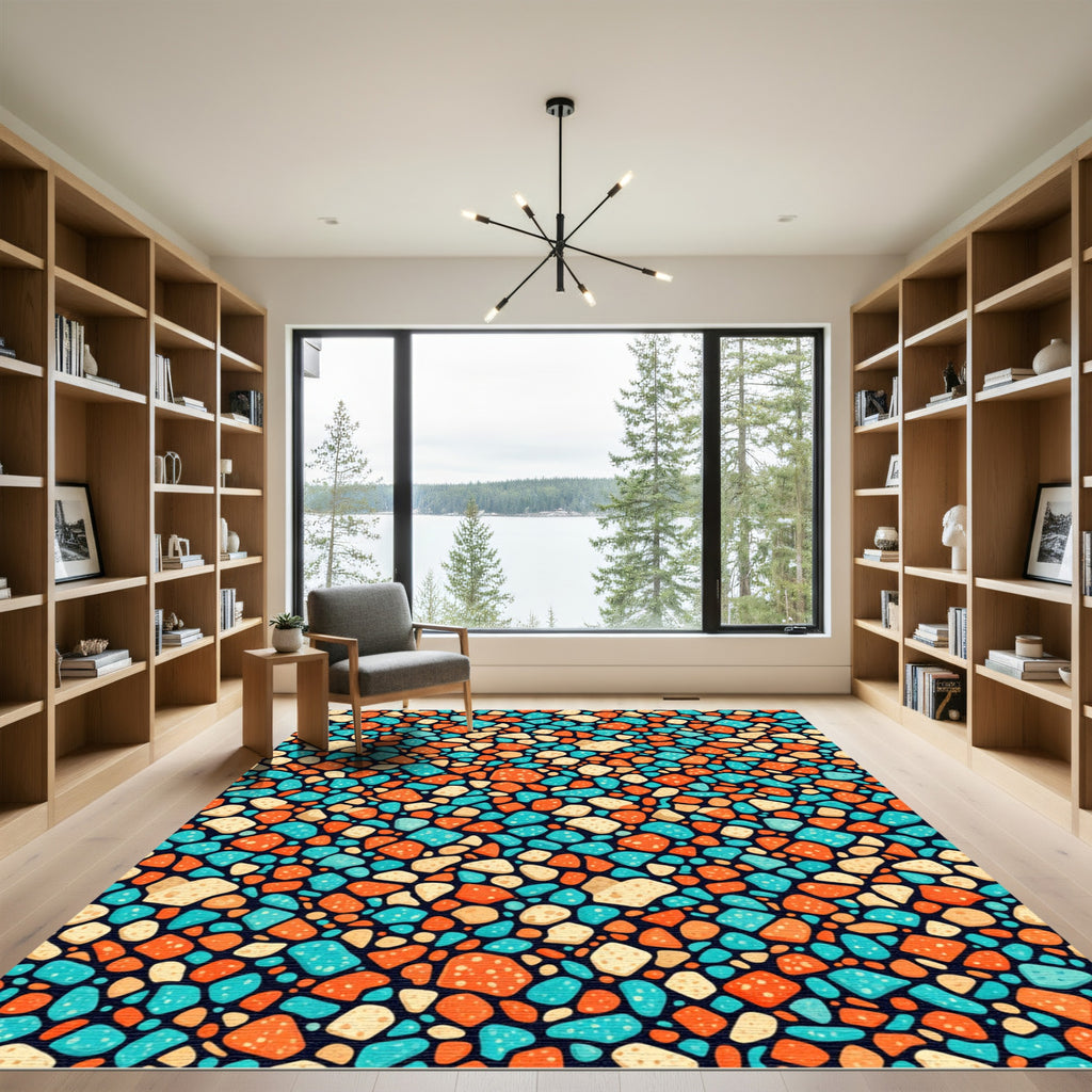 Colorful Terrazzo Speckled Mosaic Abstract Rug