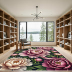 Rich Plum Pink Peony Floral Explosion Rug