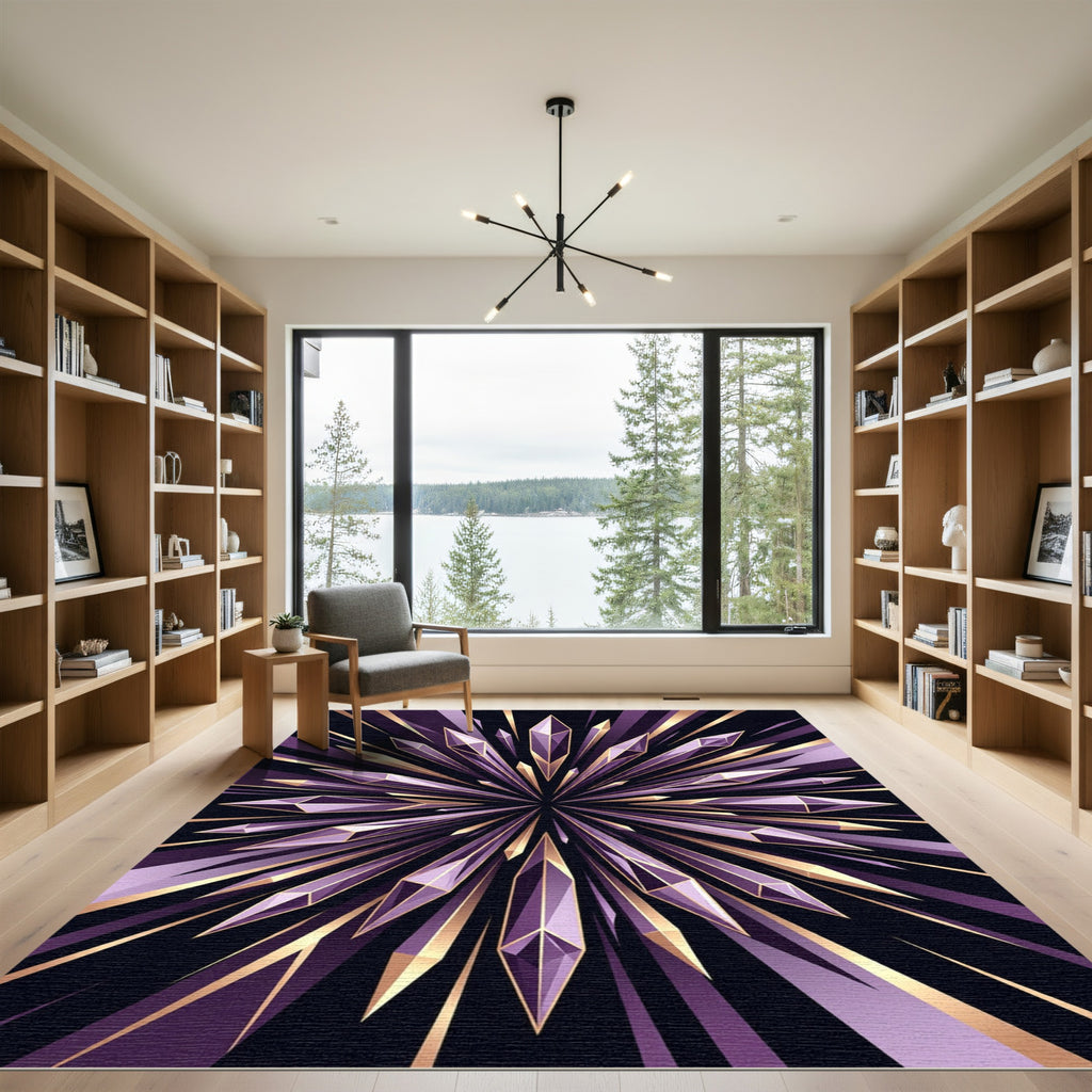 Radiant Amethyst Crystal Starburst Rug