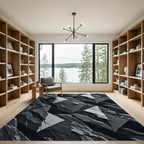 Modern Geometric Slate Grey Angular Mosaic Rug