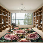 Romantic Blush Rose Bouquet Floral Rug