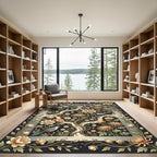 Ornate Peach Blossom Birds Butterflies Rug
