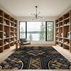 Ornate Braided Gold Dark Knot Rug
