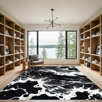 Dramatic Black White Ocean Waves Rug