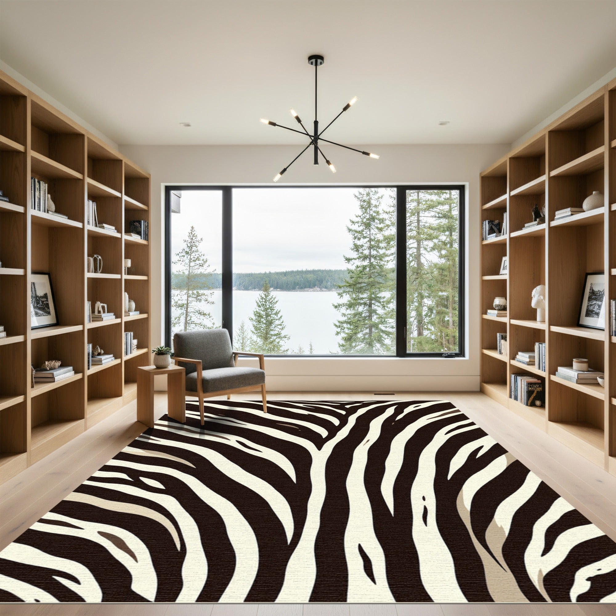 Dark Ivory Wide Stripe Texture Rug
