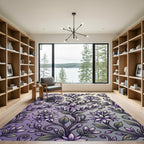 Elegant Lavender Botanical Scroll Garden Rug