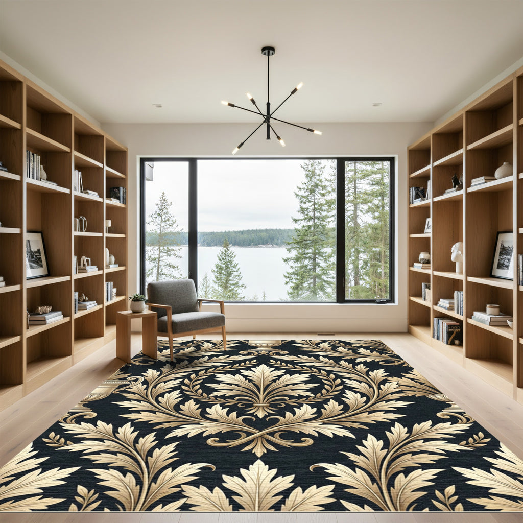 Classic Gold Acanthus Leaf Scroll Rug