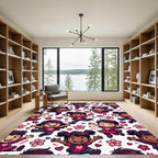 Joyful Kids Pink Hearts Cherry Blossoms Rug