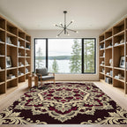 Burgundy Cream Lace Medallion Arrangement Rug
