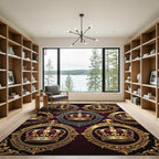 Regal Gold Crown Medallion Composition Rug