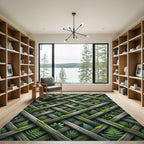 Mossy Forest Lattice with Fern Leaves Rug