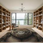 Majestic Brown Gorilla Portrait Illustration Rug