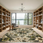 Vintage Sage Cream Floral Botanical Meadow Rug