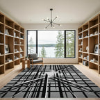 Monochromatic Geometric Abstract Linear Grid Rug