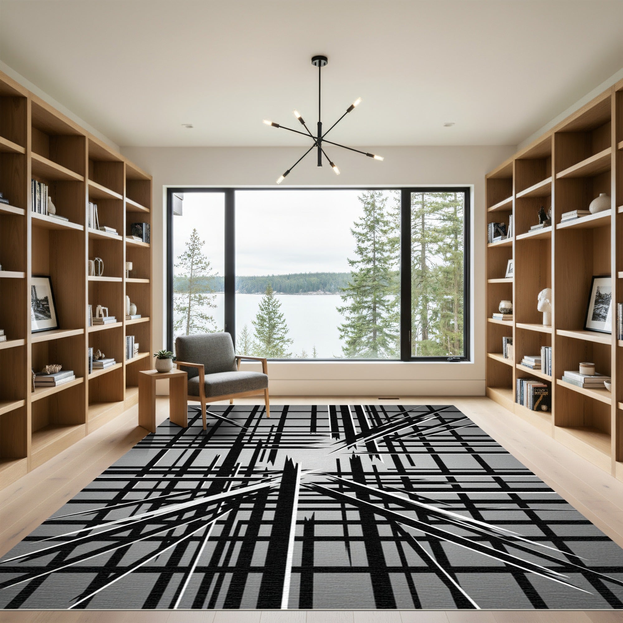 Monochromatic Geometric Abstract Linear Grid Rug