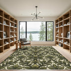 Sage Green Victorian Botanical Damask Rug