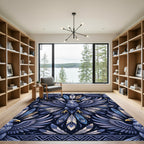 Majestic Blue Eagle Feather Mandala Rug