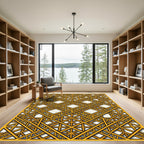 Golden Lattice Geometric Intersecting Linear Art Rug