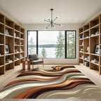 Abstract Earth Tone Wavy Flow Rug