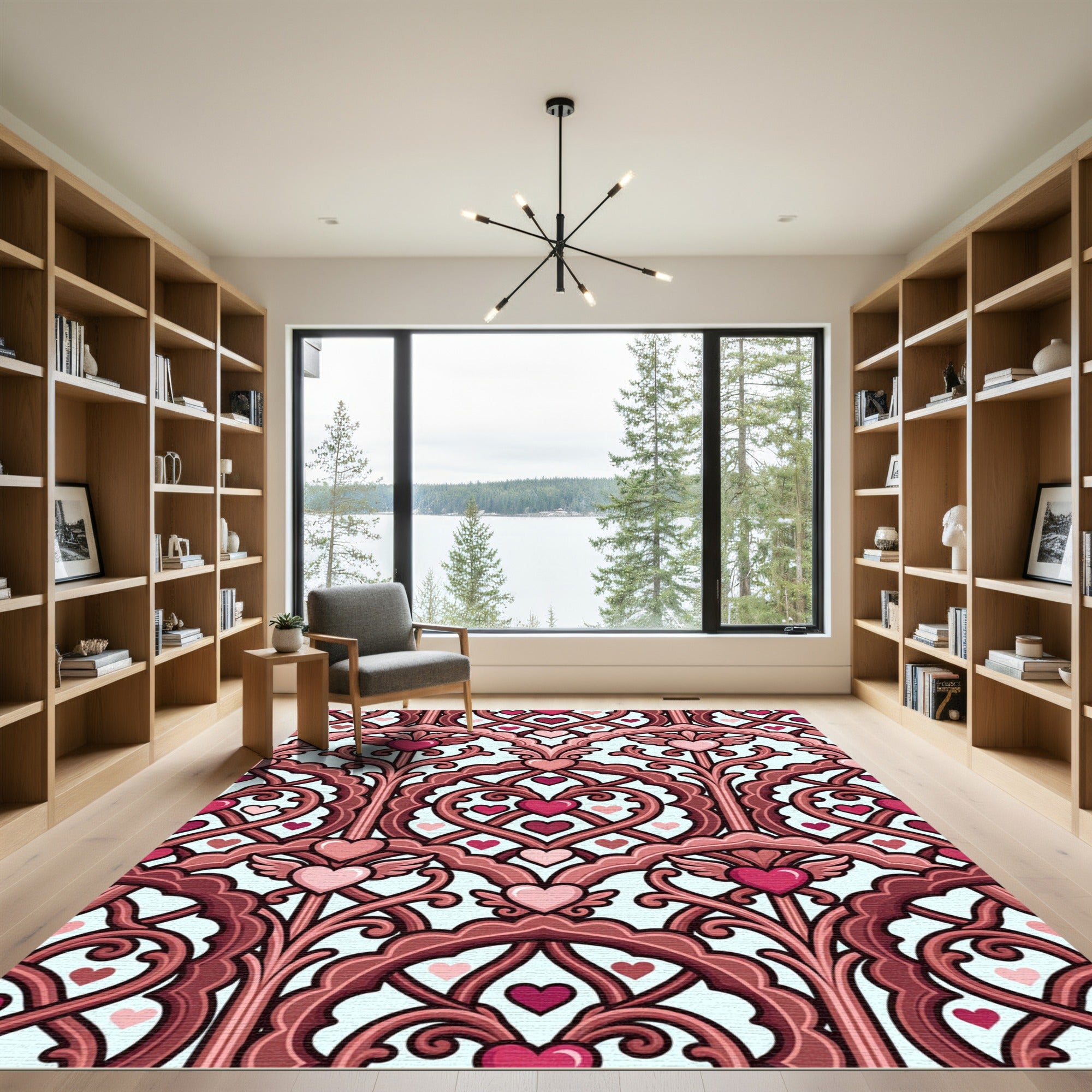 Crimson Heart Arch Scrollwork Rug