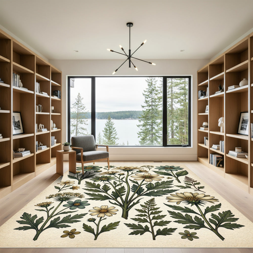 Botanical Cream and Sage Meadow Flora Rug