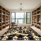 Earthy Compass Arrow Land Journey Map Rug