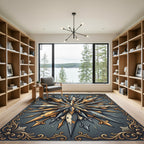 Gilded Starburst Gray Filigree Medallion Rug