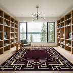 Rich Crimson Geometric Interlocking Lines Rug