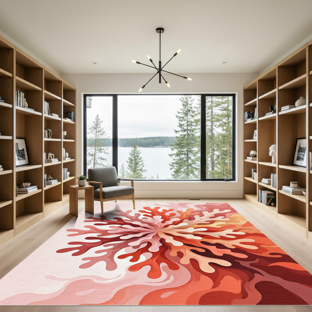 Coral Branch Red Gradient Abstract Rug