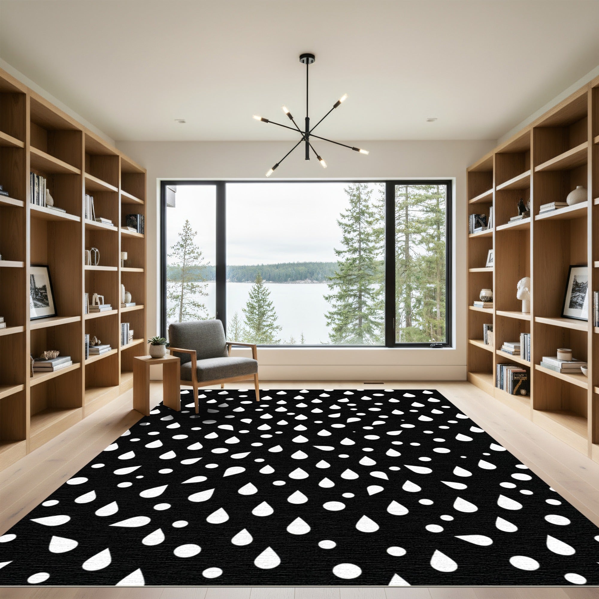 White Water Droplet Scatter Composition Rug