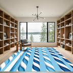 Blue White Twisted Stripe Harmony Rug