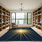 Radiant Golden Starburst Navy Rug