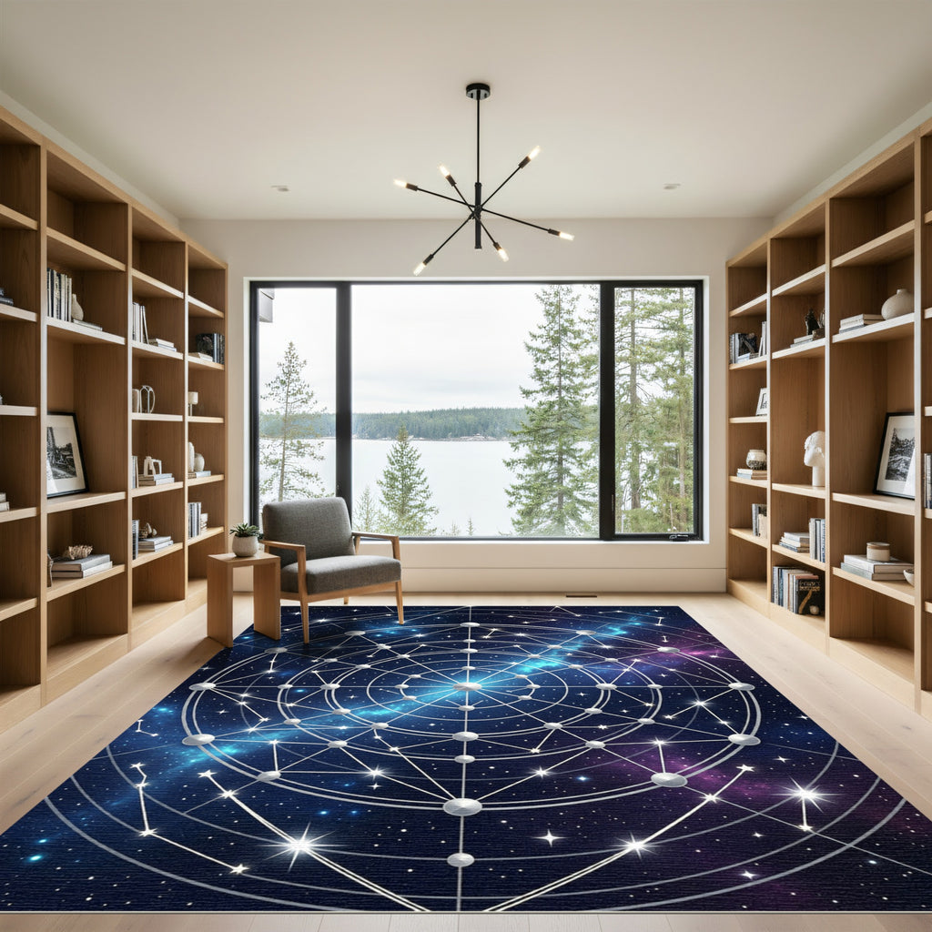 Celestial Sacred Geometry Cosmic Starry Art Rug