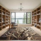 Earthy Brown Branch Abstract Composition Rug