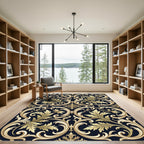 Ornate Gold Acanthus Scroll Work Rug