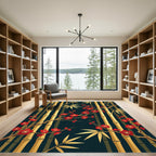 Golden Bamboo and Red Blossom Serenity Rug