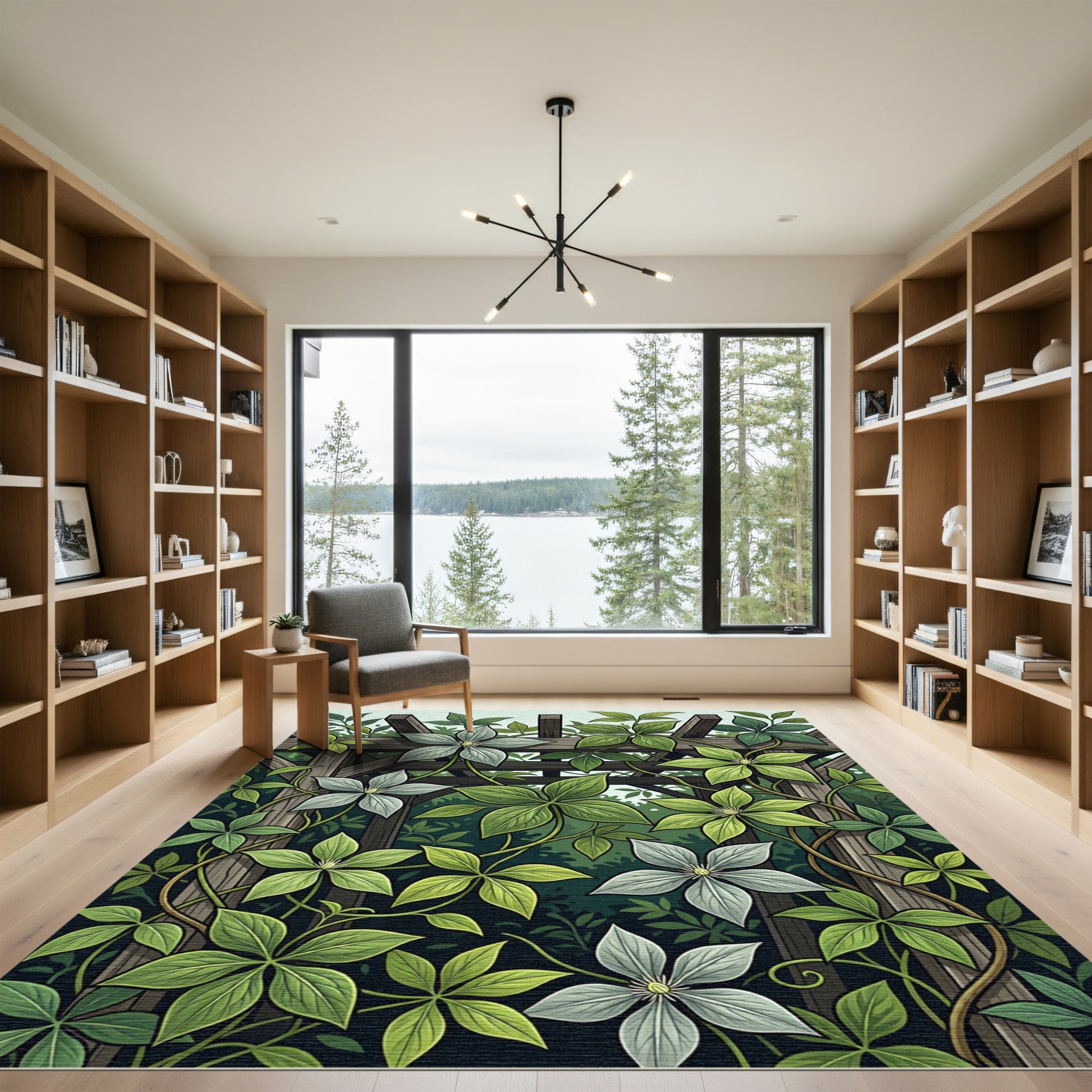 Botanical Clematis Trellis Sage Verdant Rug