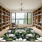 White Magnolia Bloom Garden Art Rug