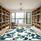 Lush Teal Eucalyptus Botanical Foliage Rug