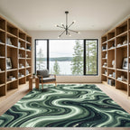 Earthy Sage Green Fluid Marble Rug
