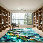Abstract Coastal Cliff Ocean Wave Rug
