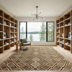Luxurious Metallic Gold Geometric Lattice Rug