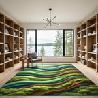 Verdant Wavy Landscape Composition Rug