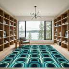 Teal Gradient Retro Arch Composition Rug