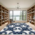 Navy Blue Interlocking Nautical Rope Grid Rug