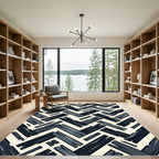 Dark Slate Gray Herringbone Wood Grain Rug