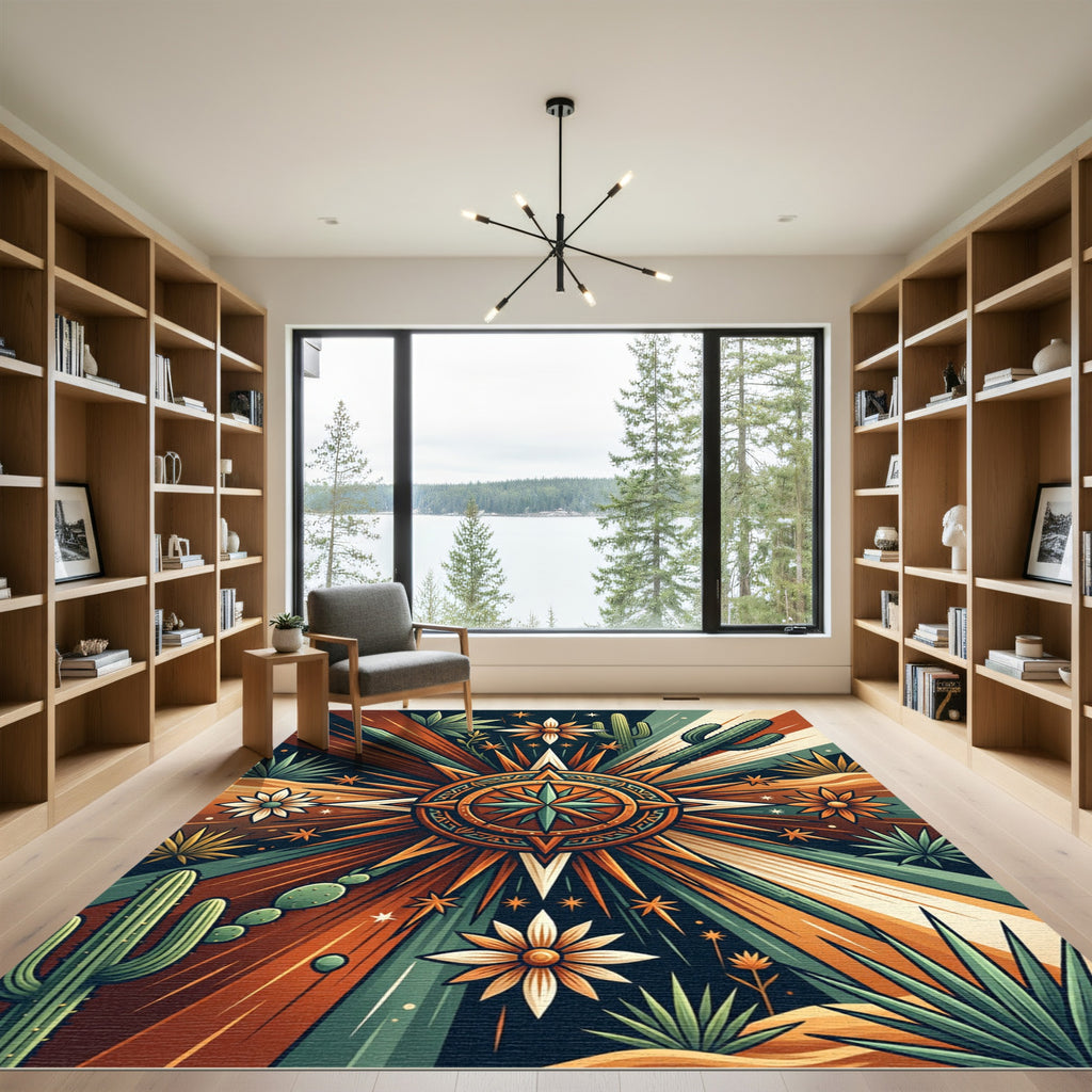 Southwestern Desert Compass Radiant Sun Rug