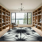 Monochromatic Spiky Starburst Mandala Rug