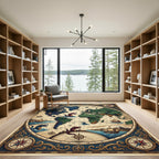Antique Nautical Map Mythical Sea Creature Rug